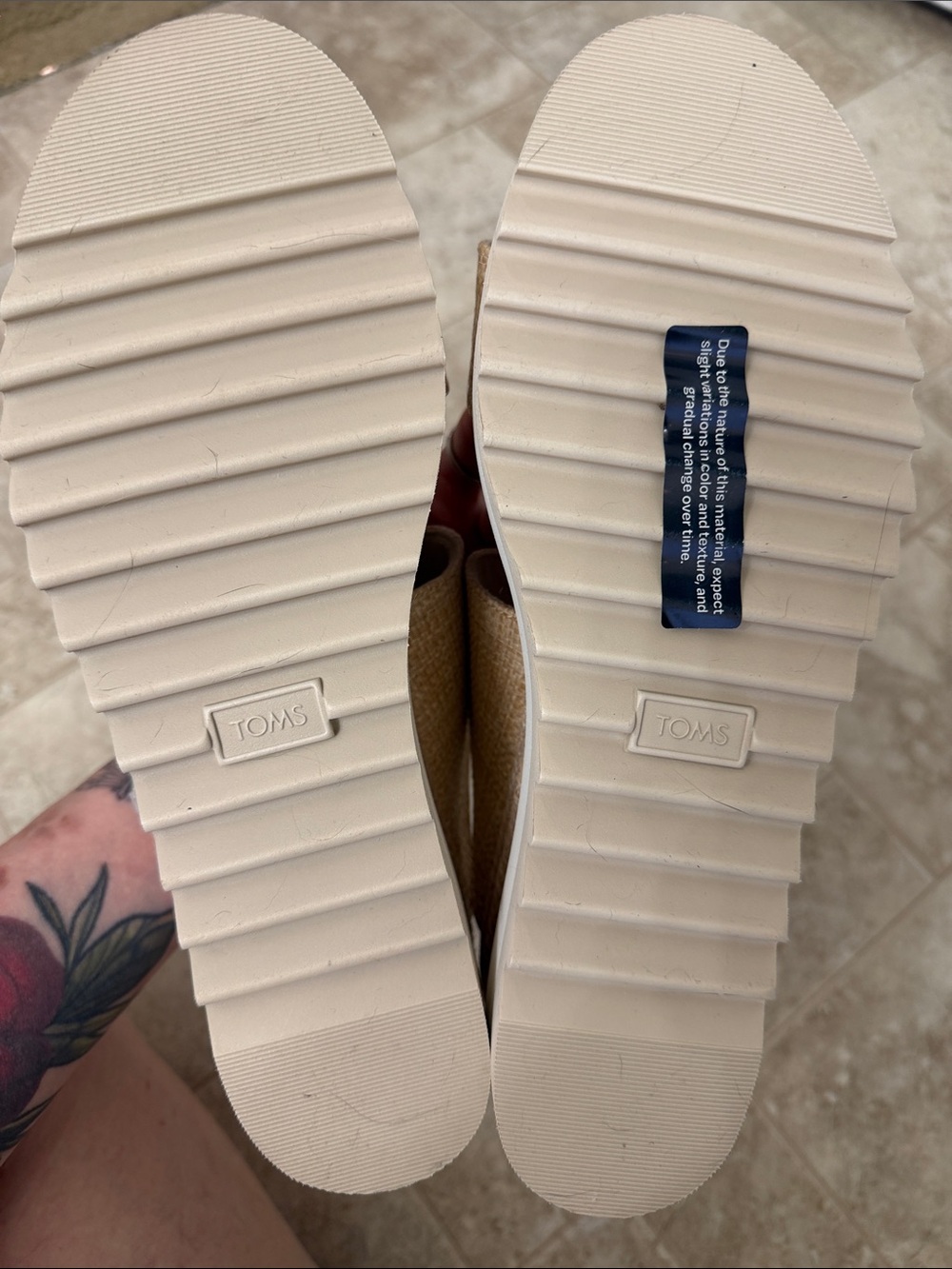 Toms Beige Tan Woven Slide Sandals - Picture 7 of 7